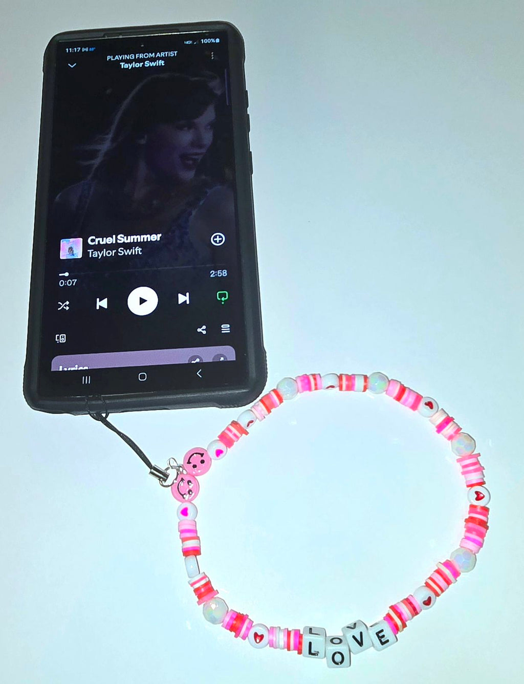 Bright and Colorful Pink Love and Hearts Phone Charm