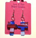 Patriotic Red, White, and Blue Cross Earrings