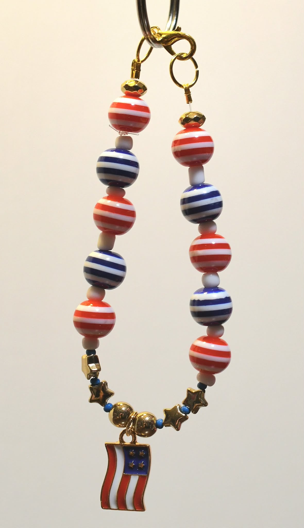 USA Patriotic American Flag Charm Bracelet