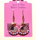 Patriotic Dangle Beaded Hoop Earrings With American Flags Charms
