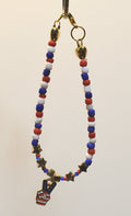 USA Patriotic Red, White, and Blue Peace Sign Hand Charm Bracelet