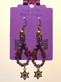 Patriotic U.S.A. Hoop Earrings with Star Charms