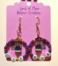 Patriotic Beaded USA Earrings With Ice Cream Cone Charms