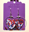 Patriotic Red, White, and Blue Hoop Earrings with Heart Charms