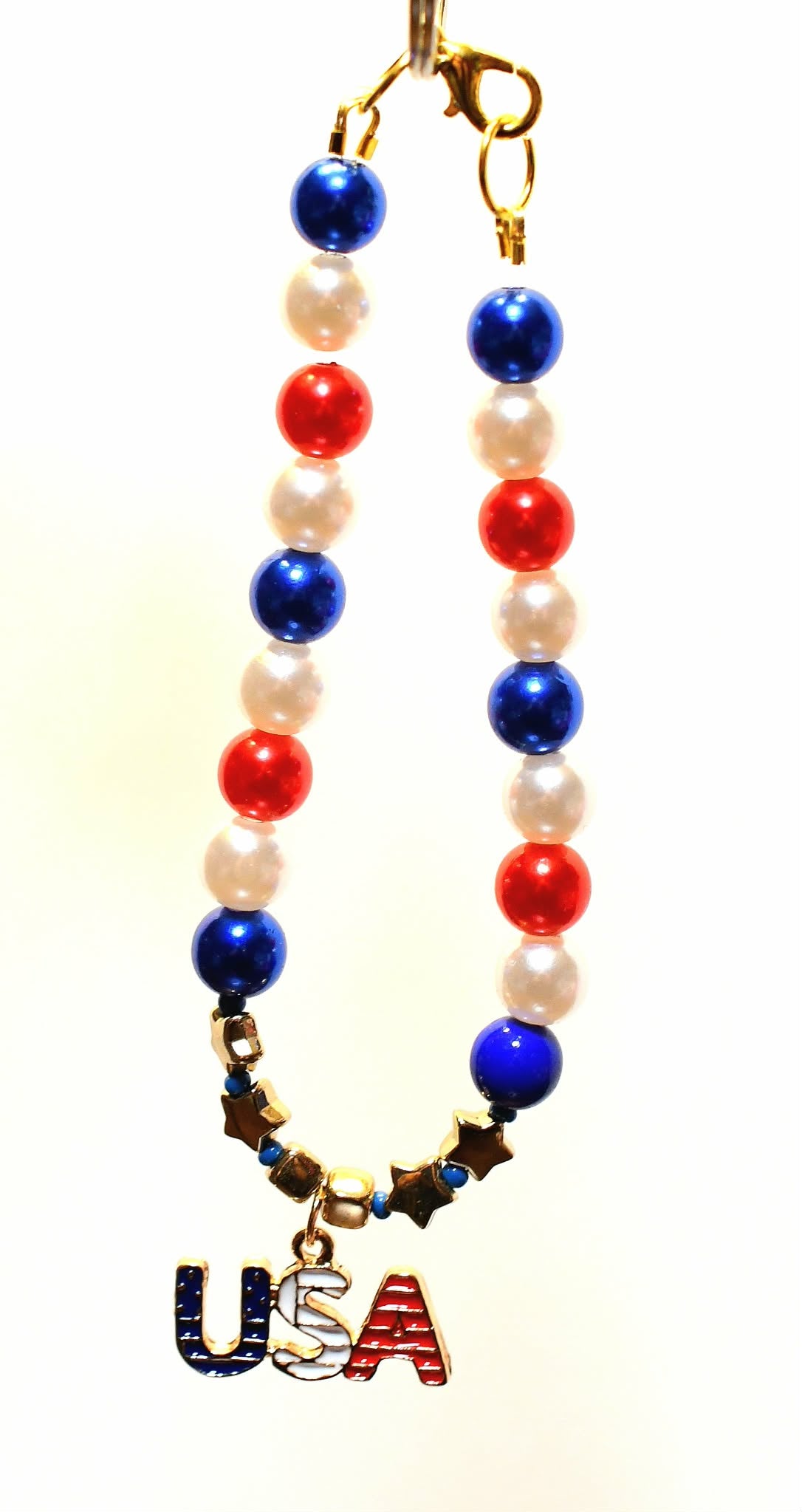 USA Patriotic Red, White, and Blue USA Charm Bracelet