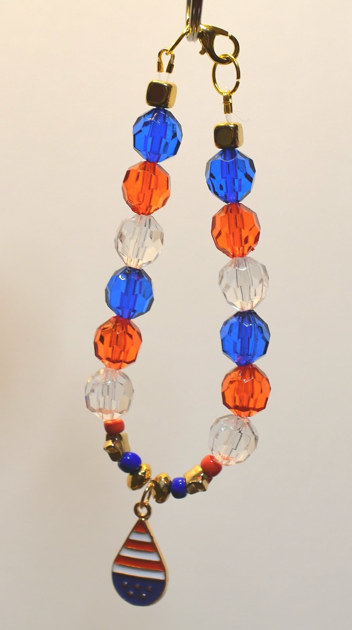 USA Patriotic Red, White, and Blue Teardrop Charm Bracelet