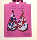 Patriotic Red, White, and Blue Tie Dye Teardrop Earrings