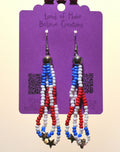 Patriotic Red, White, and Blue Dangle Earrings with Stars