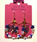 Patriotic USA Hoop Earrings with Ribbon Charms