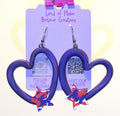 Patriotic Red, White, and Blue Heart Shaped Earrings with Stars