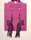 Pink, Purple, and Black Dangle Earrings