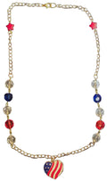 Patriotic Flag Heart Gold Necklace